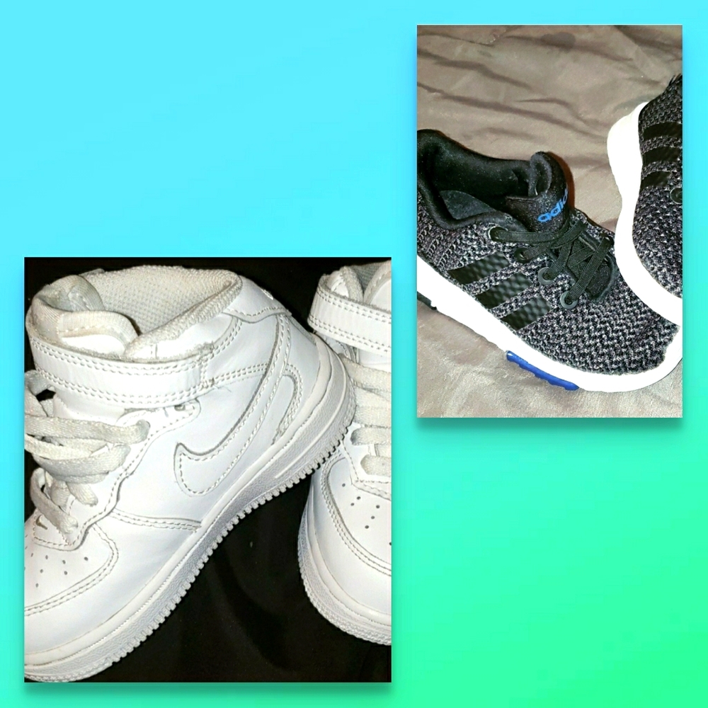 2 pair Toddler Air Force & Adidas shoes
